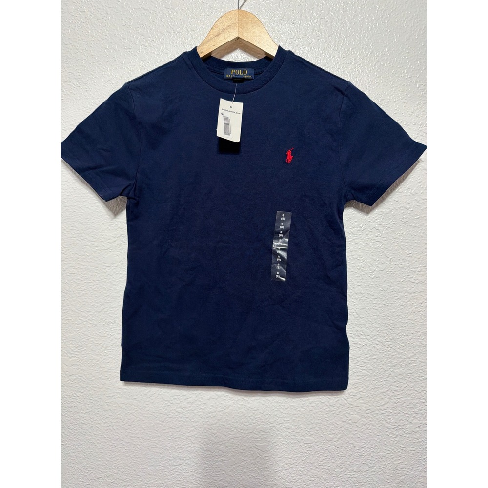Polo Ralph Lauren Boys Navy Blue Short Sleeve Pony Logo T-Shirt Size S 8 NWT